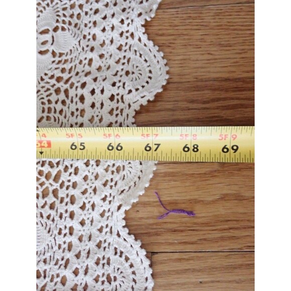 Crochet Lace White Bedspread Coverlet Twin Size Ivory Flower Popcorn 67" x  82" - Picture 7 of 13